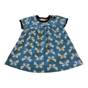 Hanna Andersson Blue and White Butterfly Short-Sleeve Dress